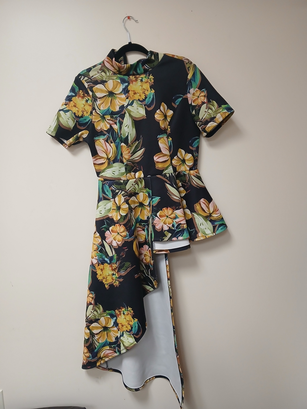 COBYCO Black Floral High-Low Dress